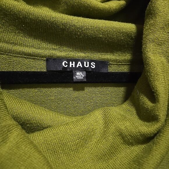 Chaus Sweater Poncho Shawl Top SzM/L Green Oversized Knit Cowl Boho Chic Pacha - Picture 4 of 16